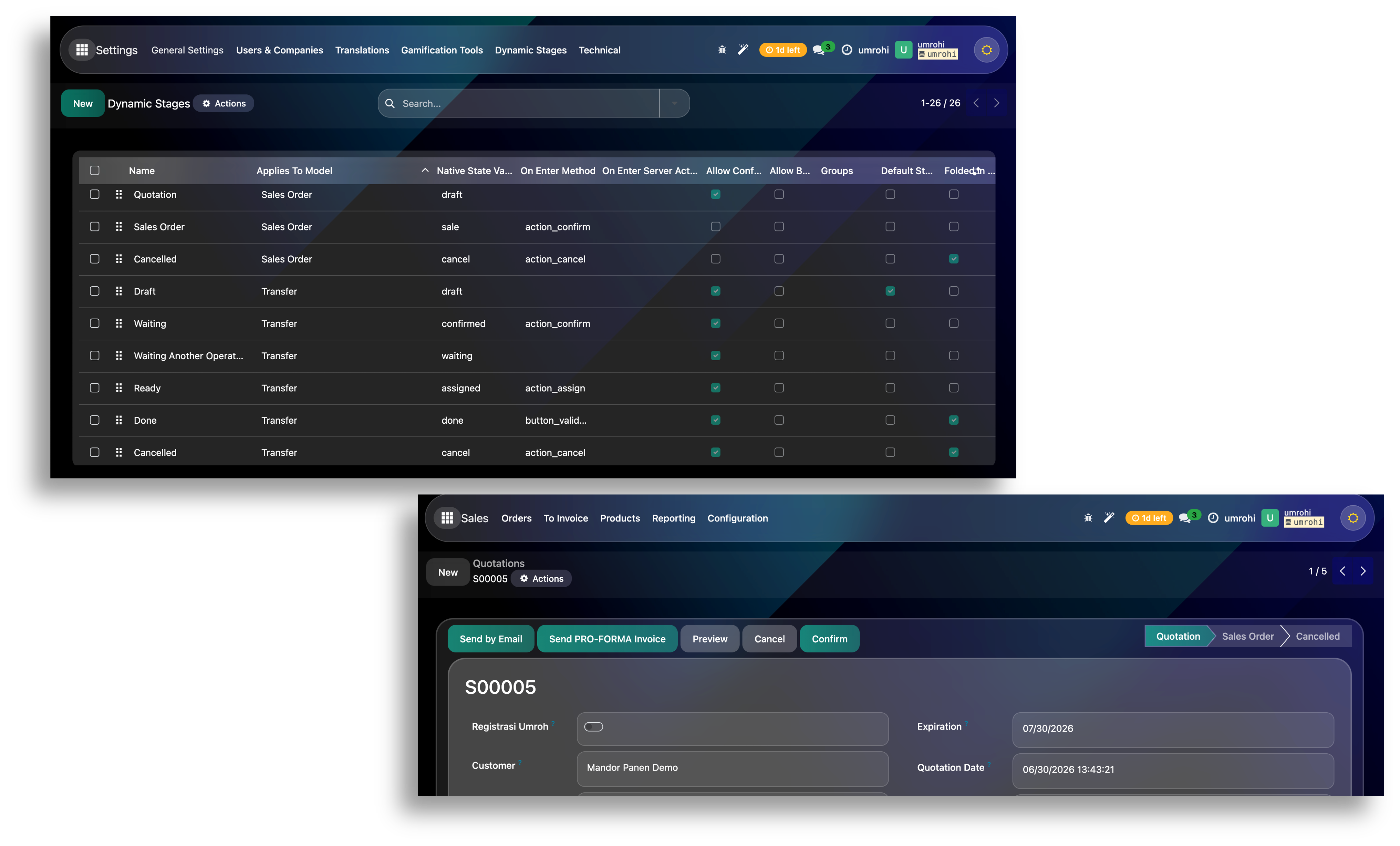 Dynamic Workflow Stages Screenshot